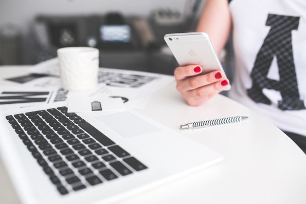 woman holding a phone in her hand