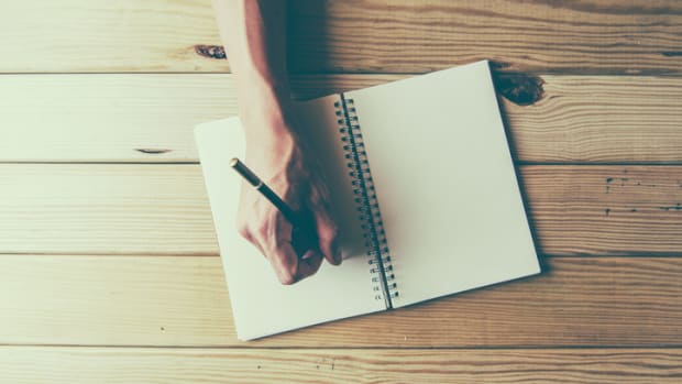 Hand writing in a journal