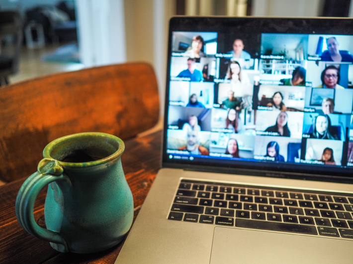 Coffee next to computer